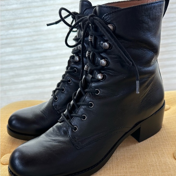 Madewell The Patti Lace-Up Combat Riding Boots 8.5 Black - Picture 2 of 5